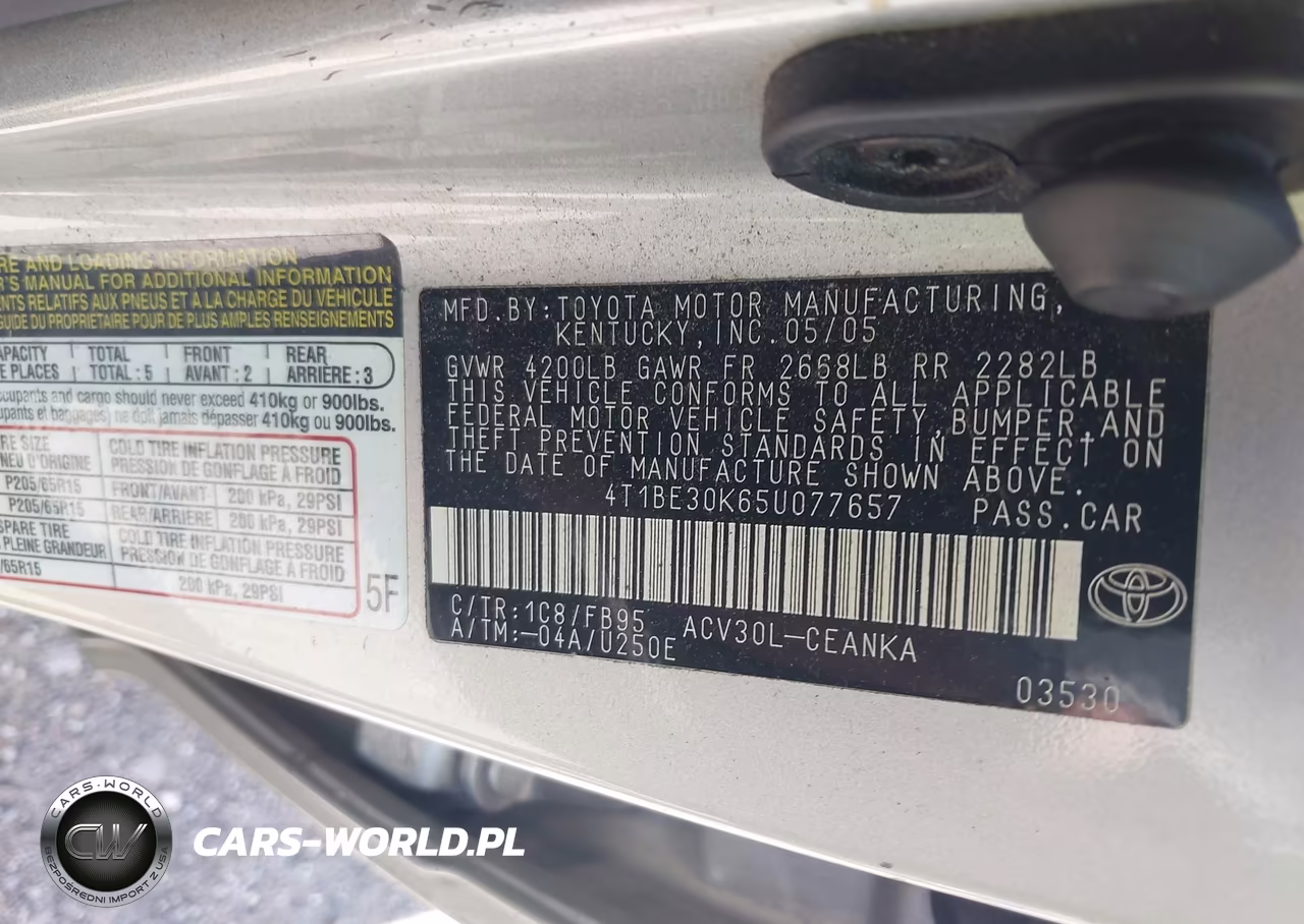 2005 Toyota Camry Le VIN:4T1BE30K65U077657 - 9