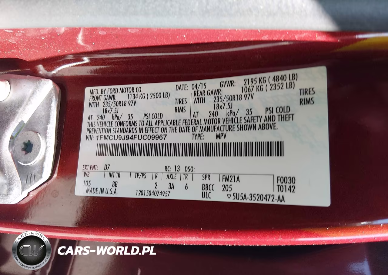 2015 Ford Escape Titanium VIN:1FMCU9J94FUC09967 - 9