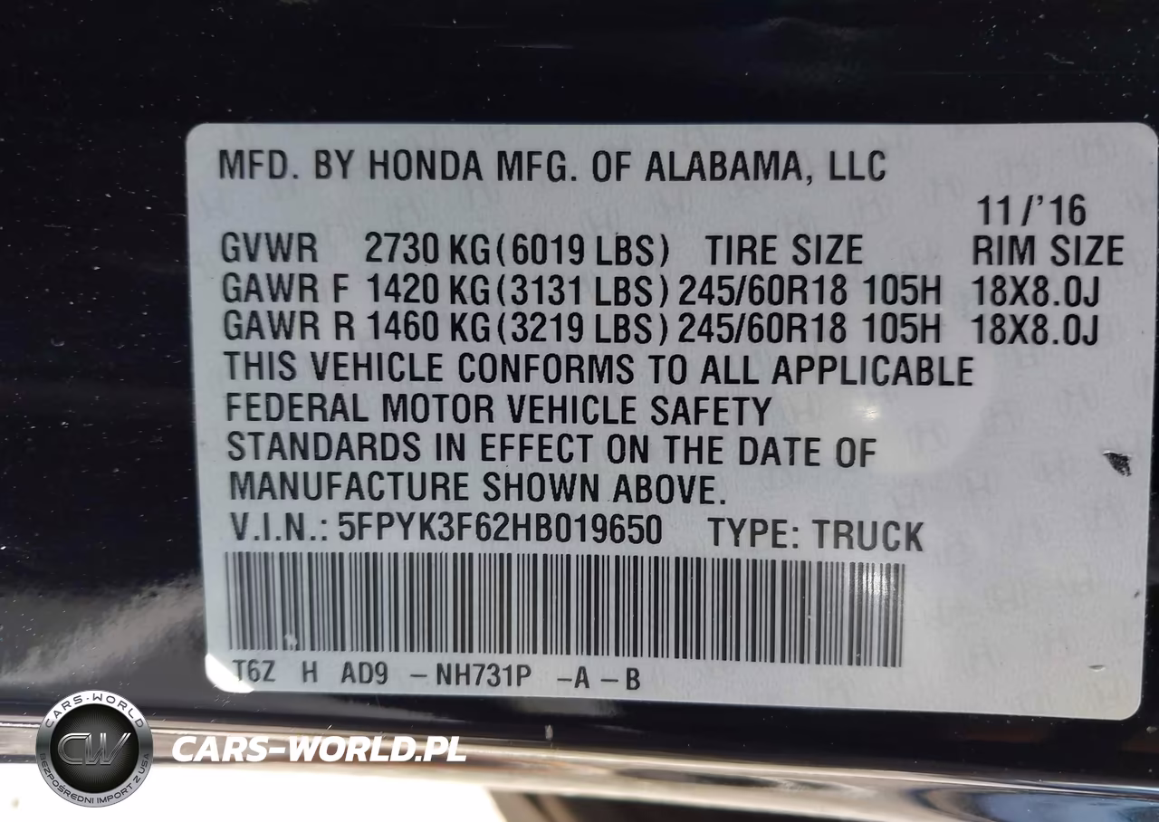 2017 Honda Ridgeline Rtl-T VIN:5FPYK3F62HB019650 - 9
