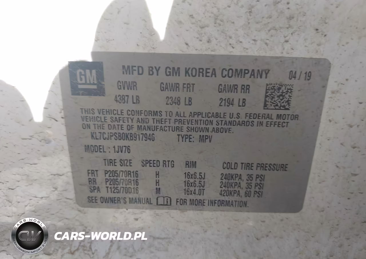 2019 Chevrolet Trax Lt VIN:KL7CJPSB0KB917946 - 9