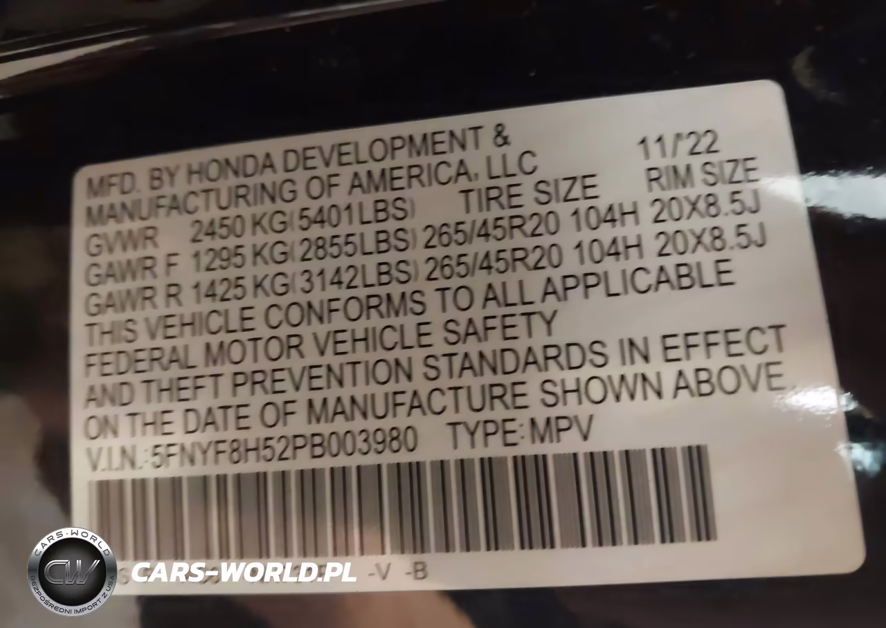 2023 Honda Passport Awd Ex-L VIN:5FNYF8H52PB003980 - 9