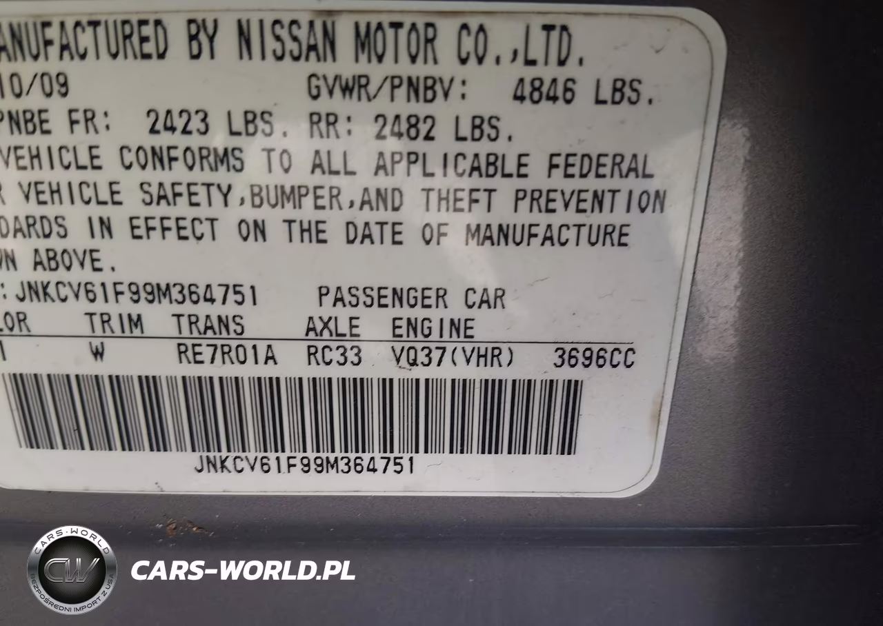 2009 Infiniti G37X VIN:JNKCV61F99M364751 - 9