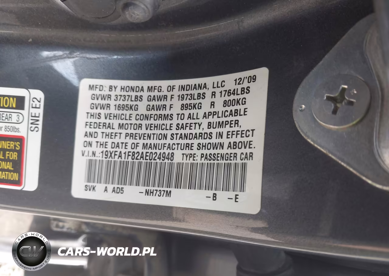 2010 Honda Civic Ex VIN:19XFA1F82AE024948 - 9