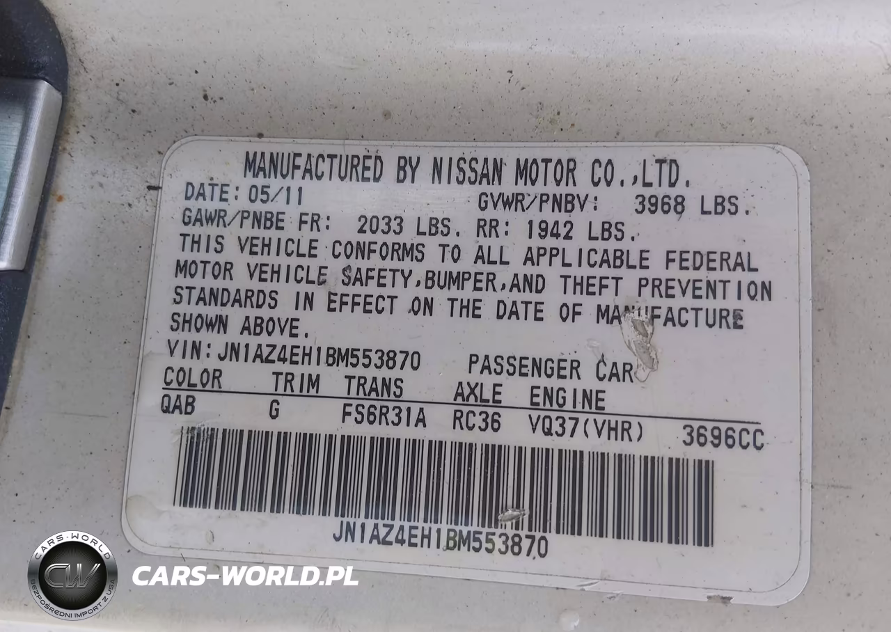 2011 Nissan 370Z VIN:JN1AZ4EH1BM553870 - 9