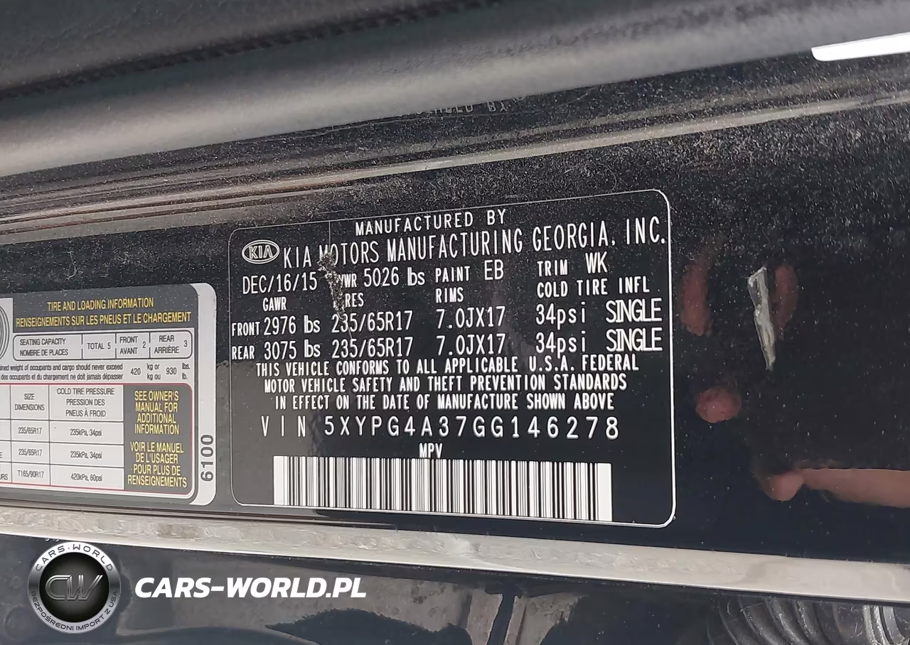 2016 Kia Sorento 2.4L L VIN:5XYPG4A37GG146278 - 9