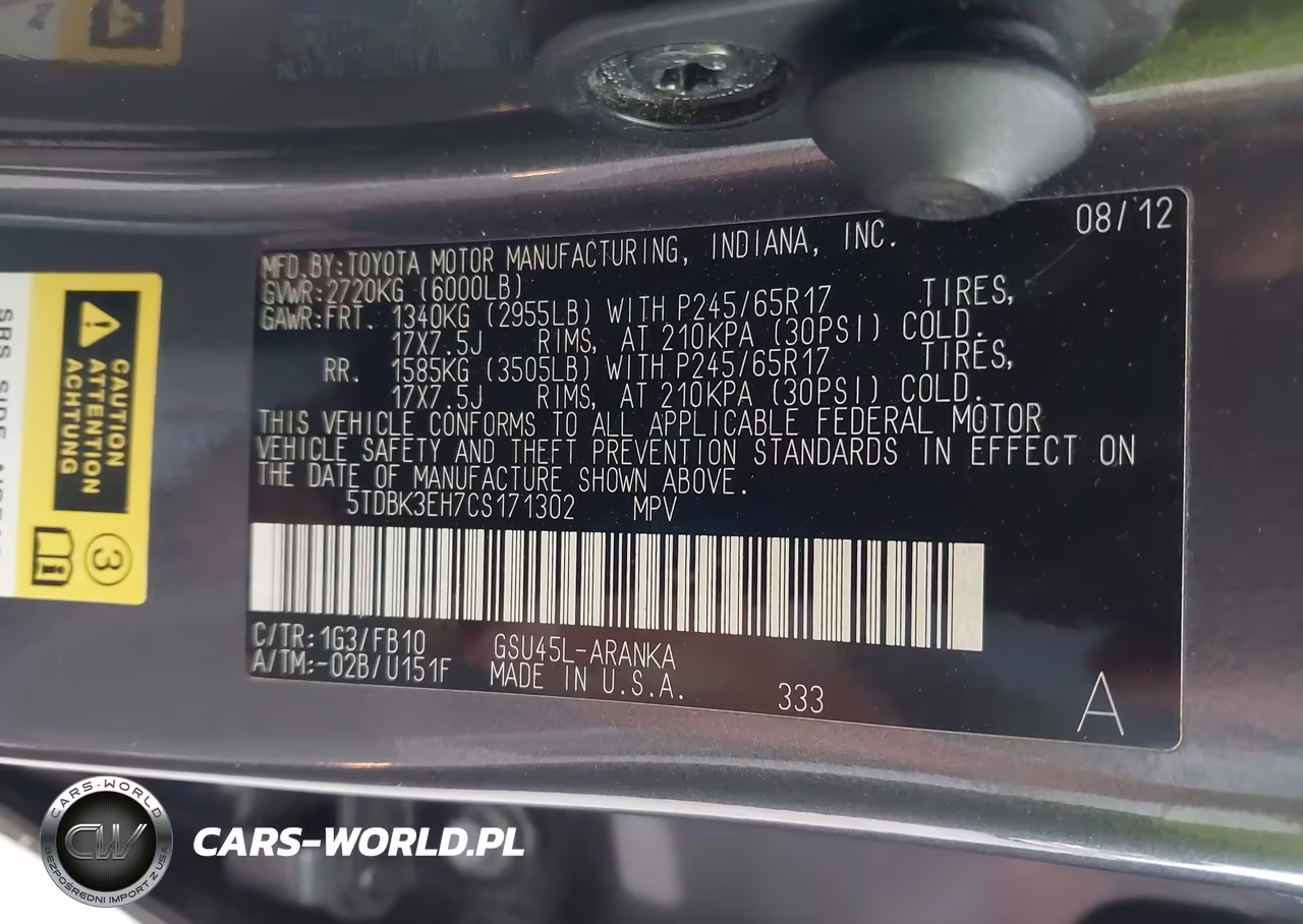 2012 Toyota Highlander Base V6 VIN:5TDBK3EH7CS171302 - 9