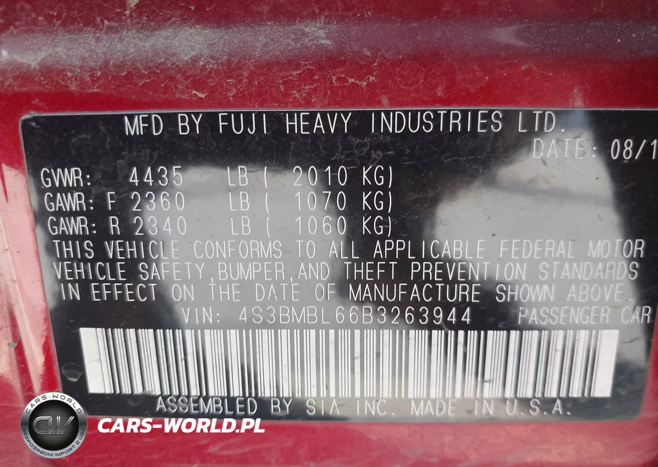 2011 Subaru Legacy 2.5I Limited VIN:4S3BMBL66B3263944 - 9
