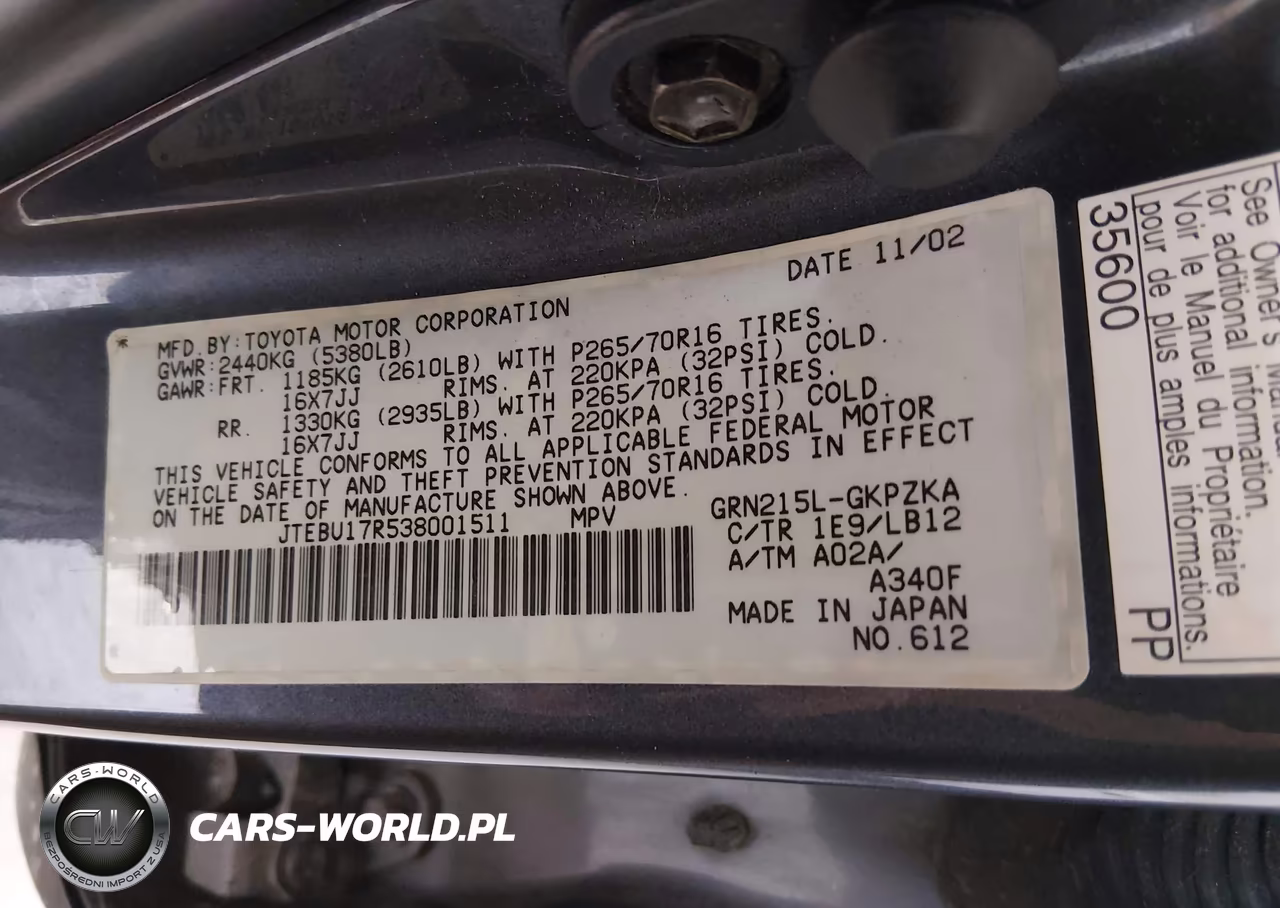 2003 Toyota 4Runner Limited V6 VIN:JTEBU17R538001511 - 9