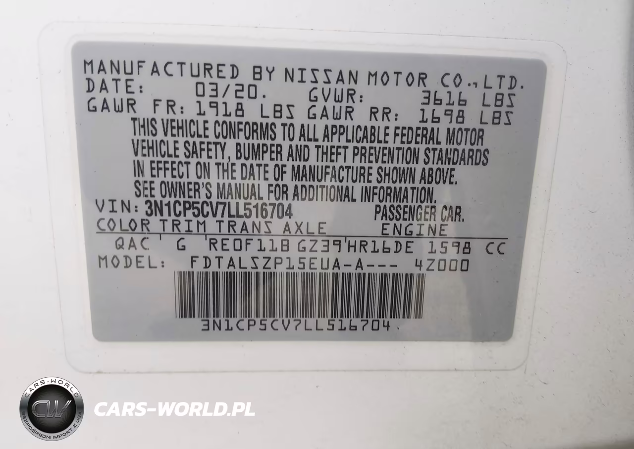2020 Nissan Kicks Sv Xtronic Cvt VIN:3N1CP5CV7LL516704 - 9