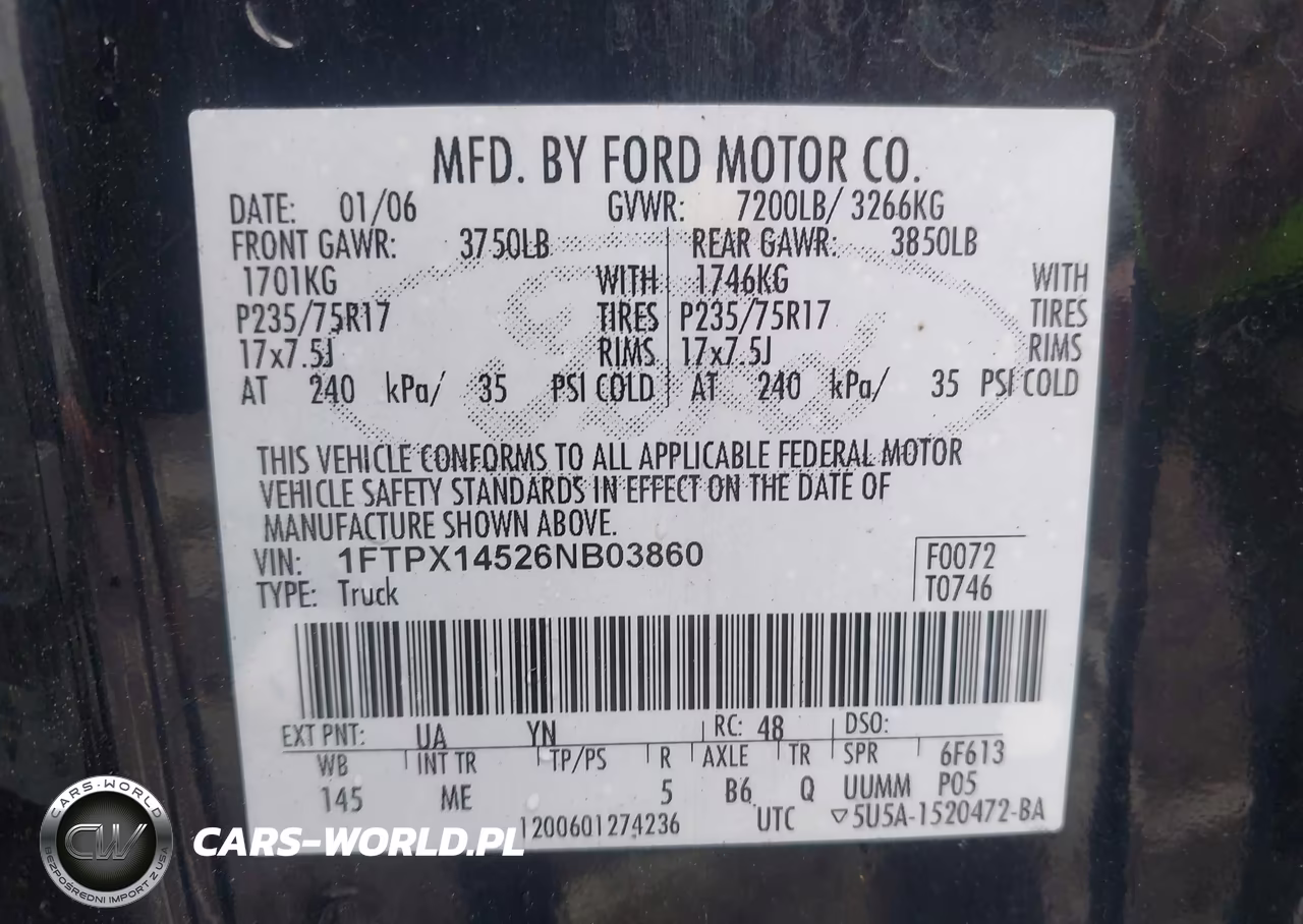 2006 Ford F-150 Fx4-Lariat-Xl-Xlt VIN:1FTPX14526NB03860 - 9