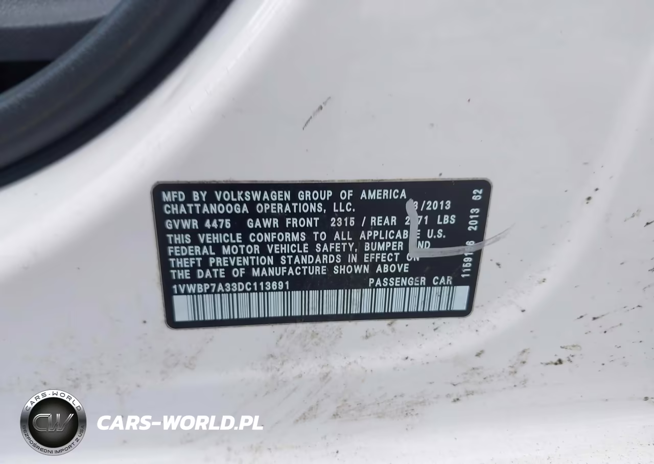 2013 Volkswagen Passat 2.5L Se VIN:1VWBP7A33DC113691 - 9