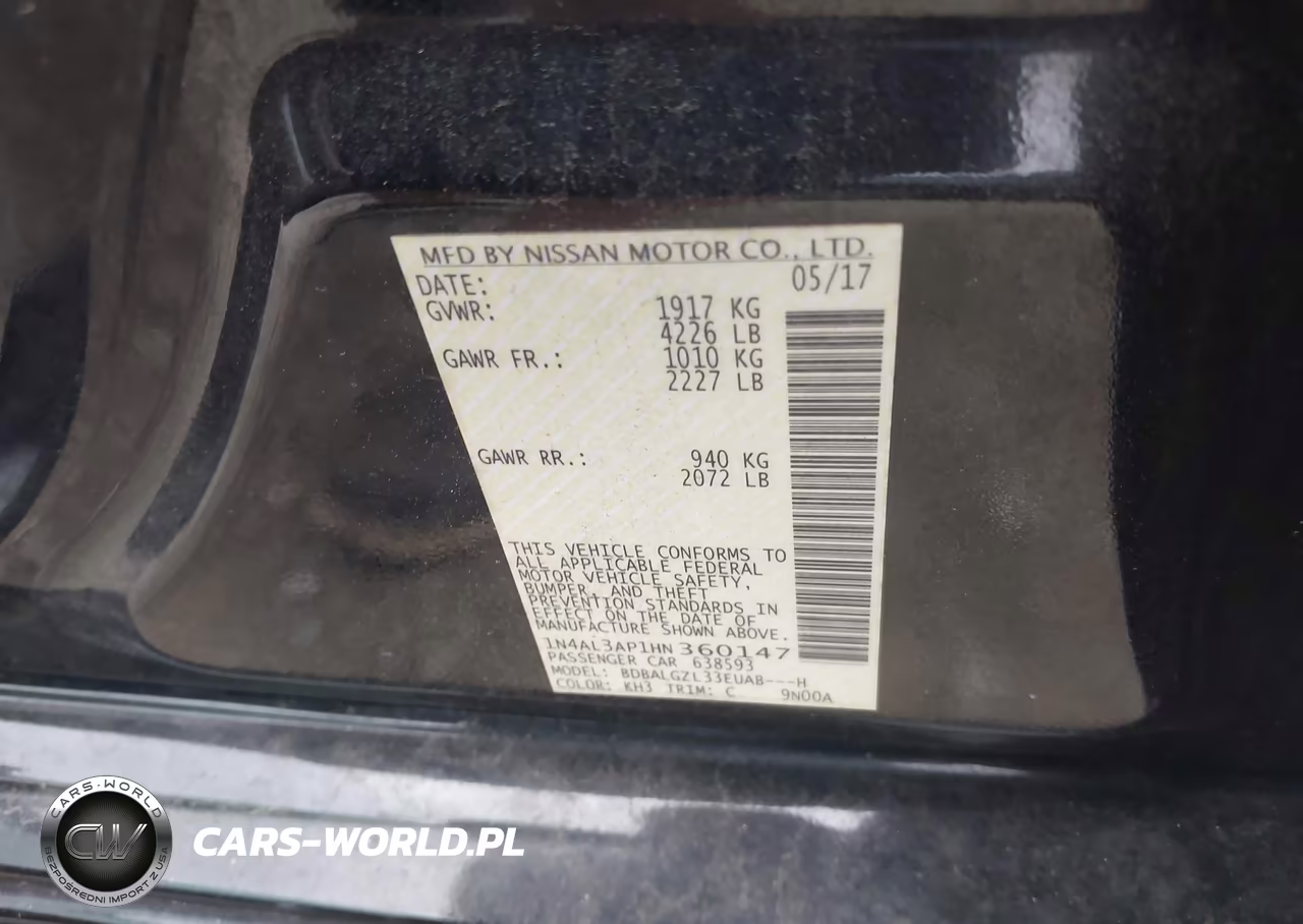 2017 Nissan Altima 2.5 S VIN:1N4AL3AP1HN360147 - 9