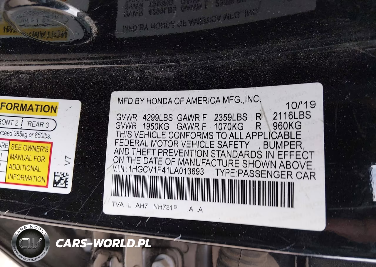2020 Honda Accord Ex VIN:1HGCV1F41LA013693 - 9
