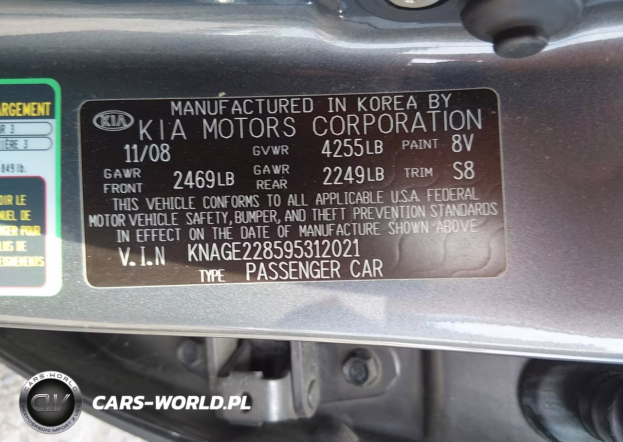 2009 Kia Optima Lx VIN:KNAGE228595312021 - 9
