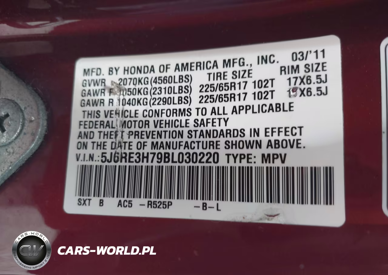 2011 Honda Cr-V Ex-L VIN:5J6RE3H79BL030220 - 9