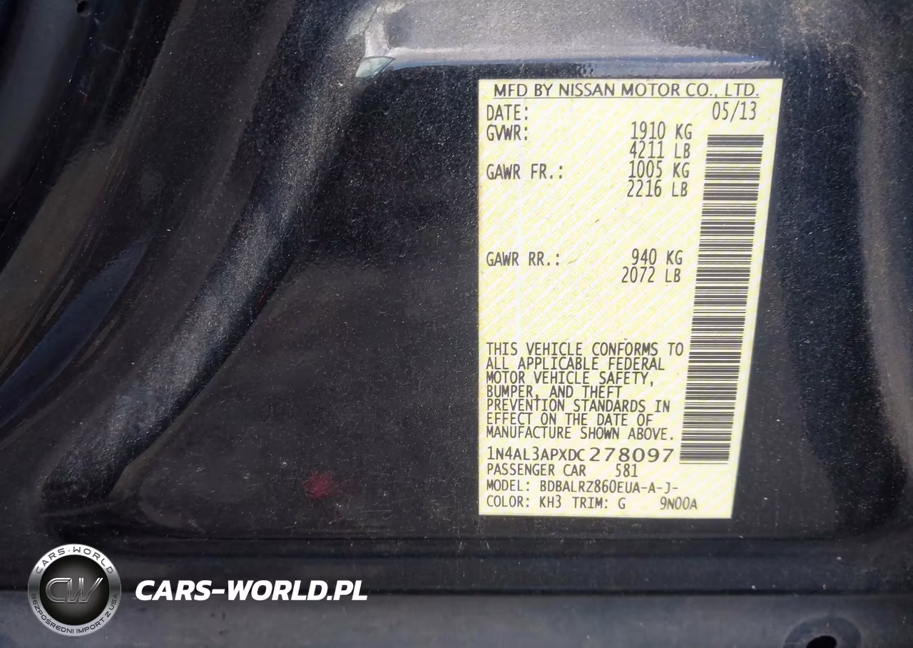 2013 Nissan Altima 2.5 S VIN:1N4AL3APXDC278097 - 9