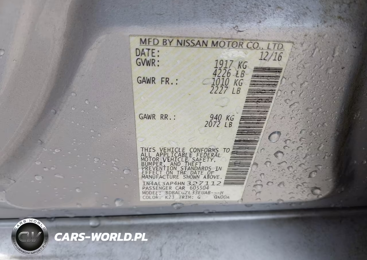 2017 Nissan Altima 2.5 S VIN:1N4AL3AP4HN327112 - 9