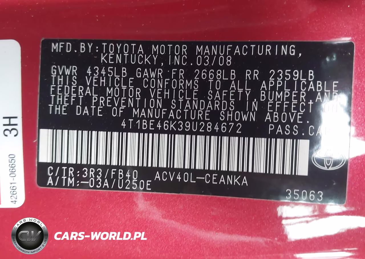2009 Toyota Camry Le VIN:4T1BE46K39U284672 - 9