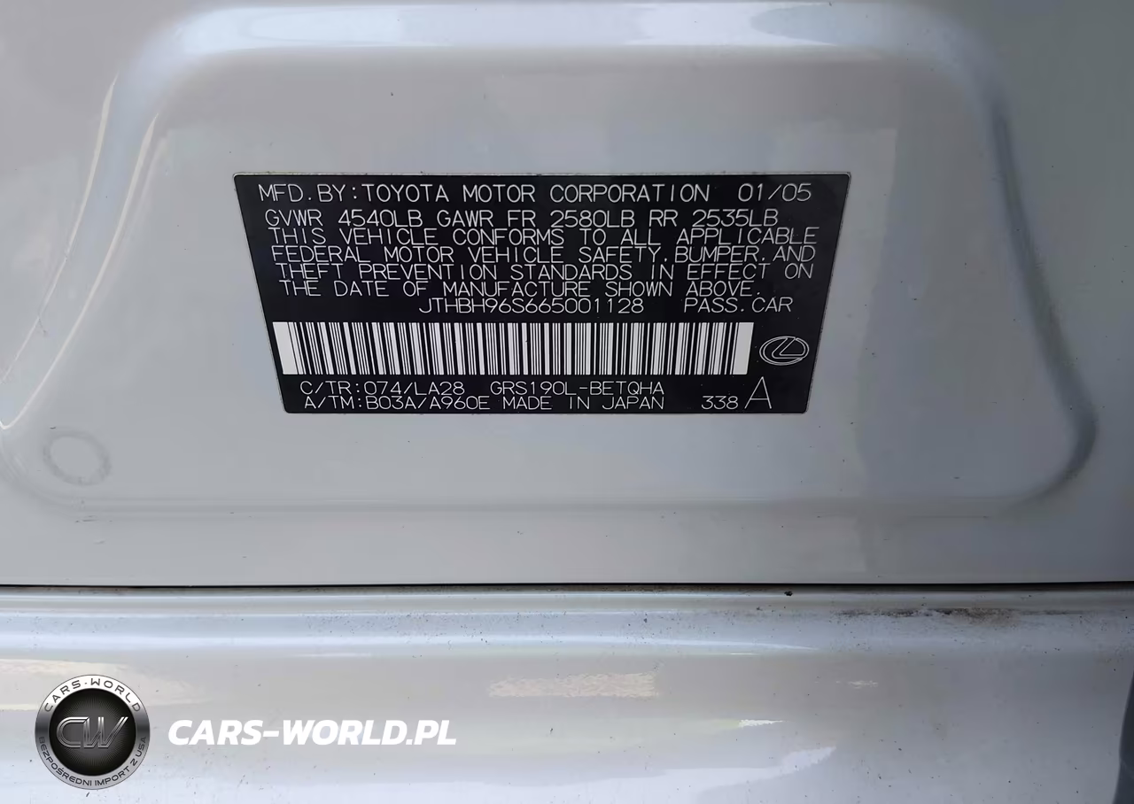 2006 Lexus Gs 300 VIN:JTHBH96S665001128 - 9