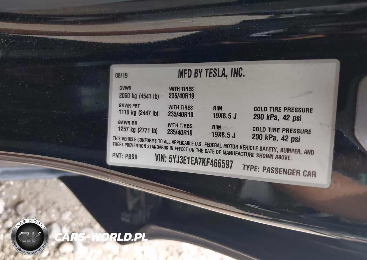 2019 Tesla Model 3 Long Range-Mid Range-Standard Range-Standard Range Plus VIN:5YJ3E1EA7KF466597 - 9