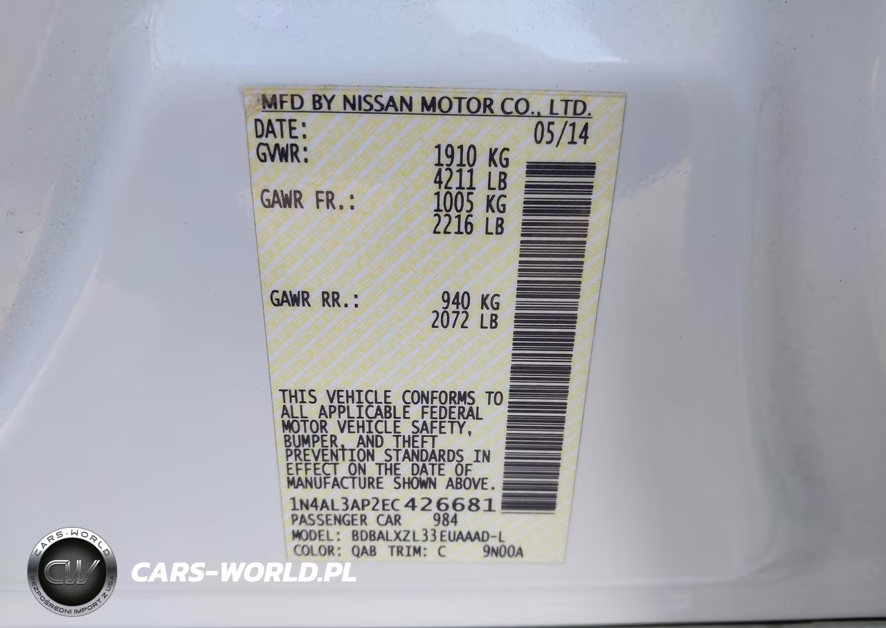 2014 Nissan Altima 2.5 Sl VIN:1N4AL3AP2EC426681 - 9