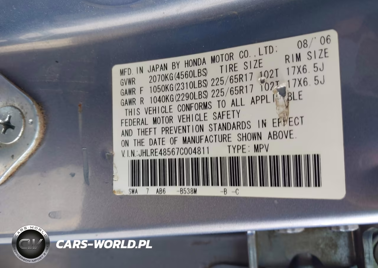 2007 Honda Cr-V Ex VIN:JHLRE48567C004811 - 9