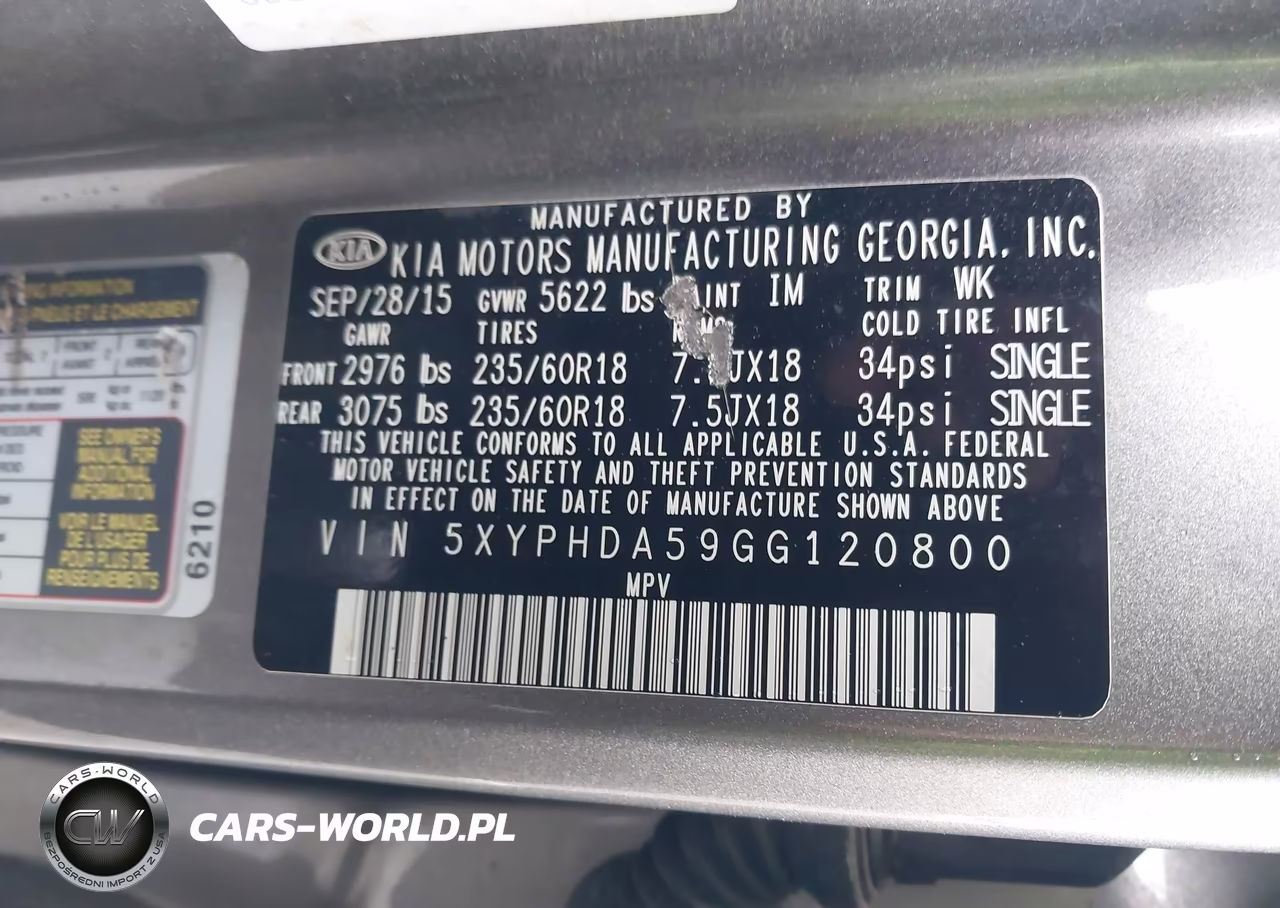 2016 Kia Sorento 3.3L Ex VIN:5XYPHDA59GG120800 - 9