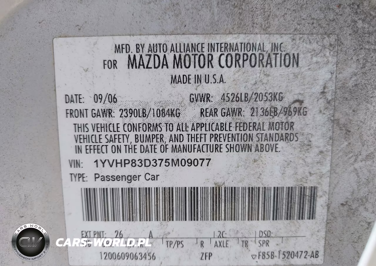 2007 Mazda Mazda6 S Grand Touring VIN:1YVHP83D375M09077 - 9