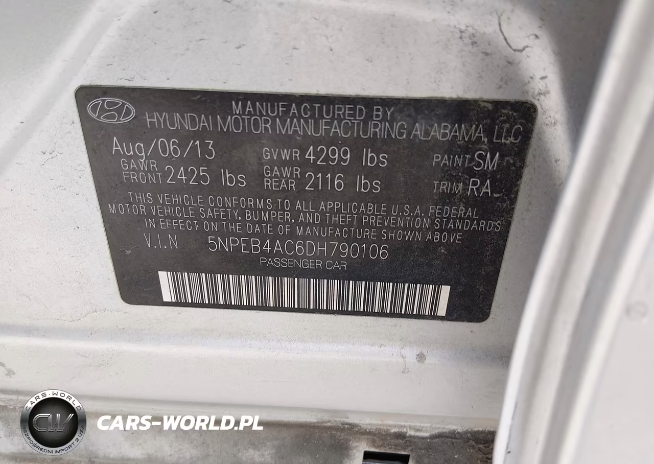 2013 Hyundai Sonata Gls VIN:5NPEB4AC6DH790106 - 9