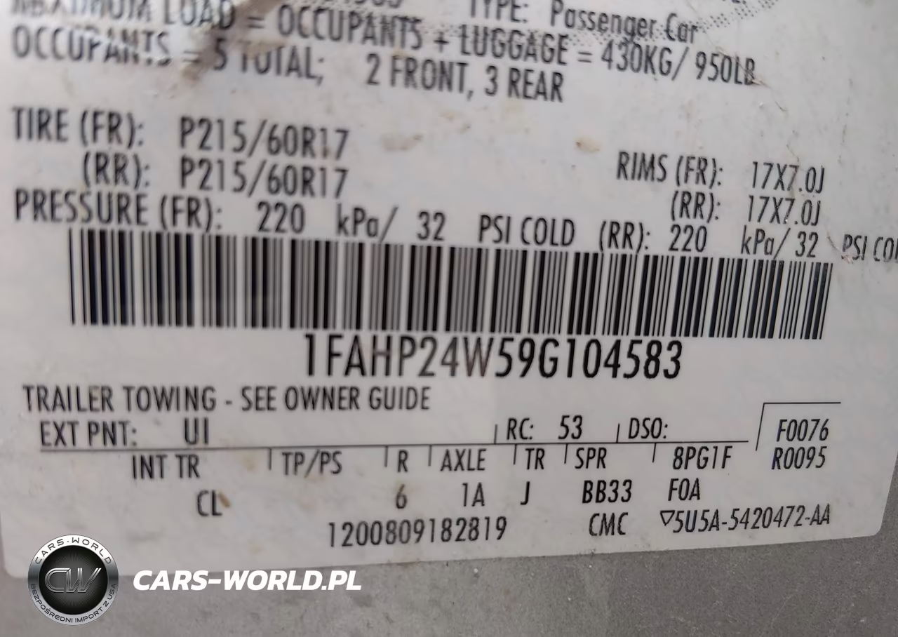 2009 Ford Taurus Sel VIN:1FAHP24W59G104583 - 9