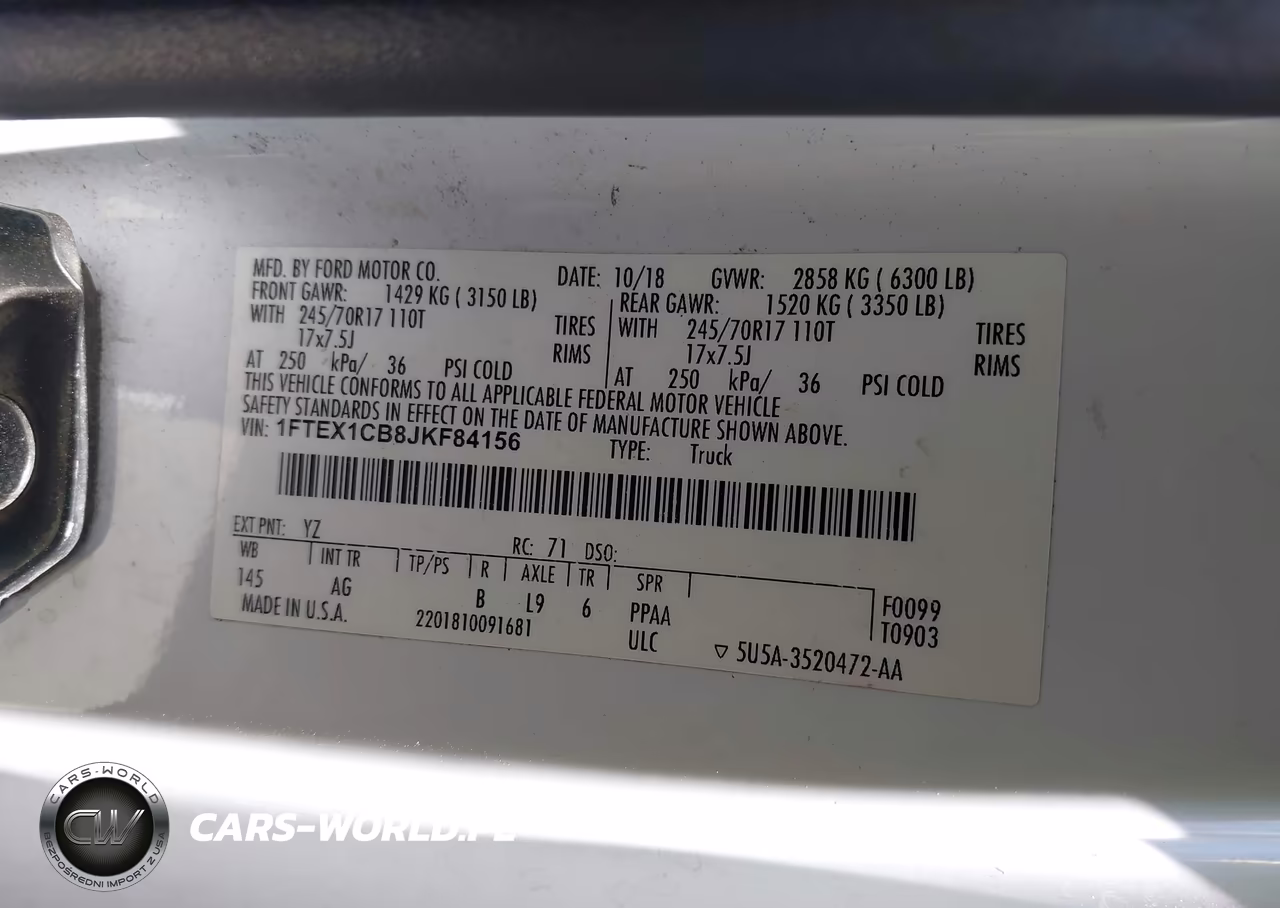 2018 Ford F-150 Xl VIN:1FTEX1CB8JKF84156 - 9
