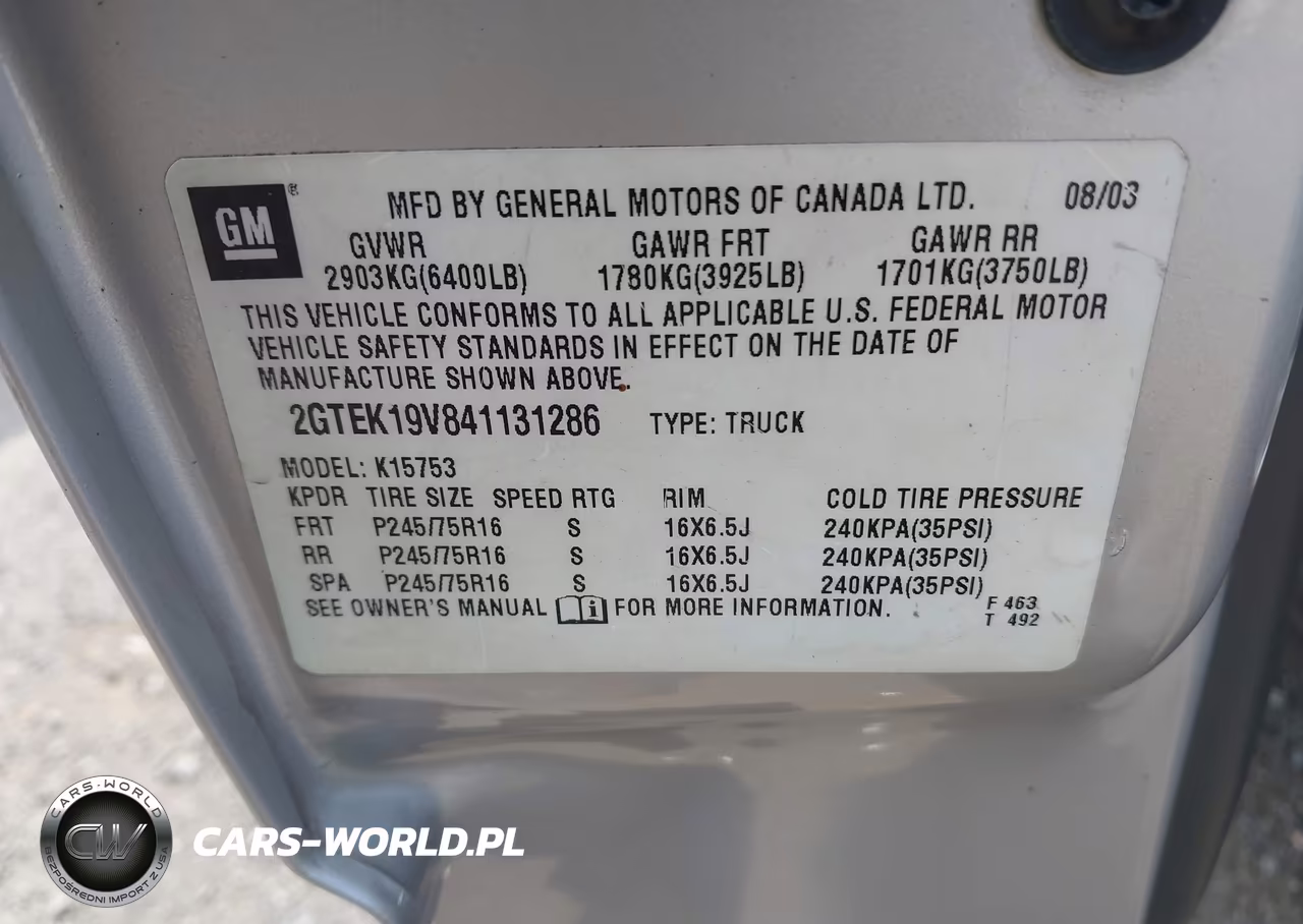 2004 GMC Sierra 1500 Sle VIN:2GTEK19V841131286 - 9