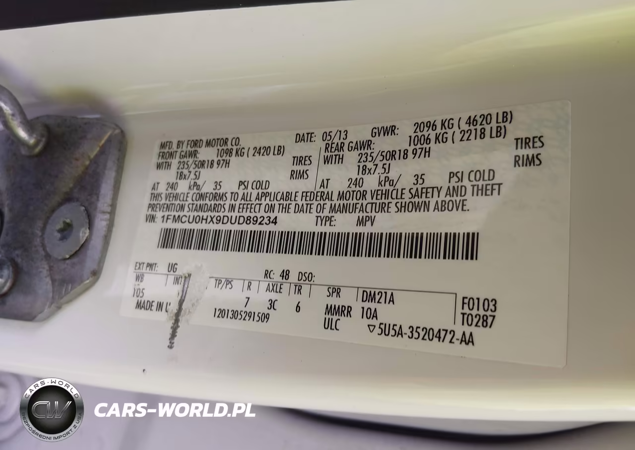 2013 Ford Escape Sel VIN:1FMCU0HX9DUD89234 - 9