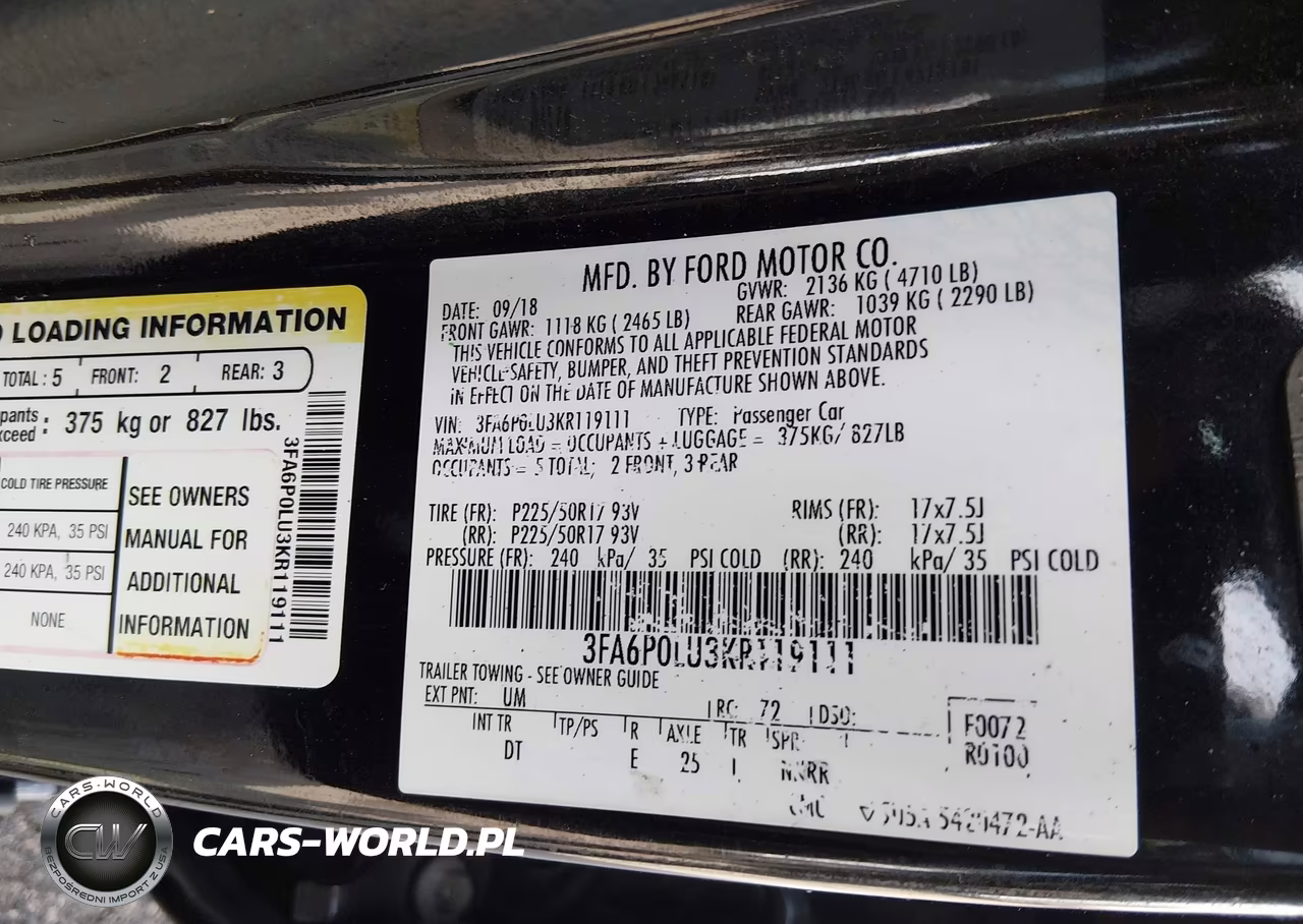2019 Ford Fusion Hybrid Se VIN:3FA6P0LU3KR119111 - 9