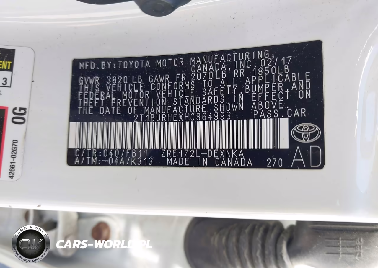 2017 Toyota Corolla Le VIN:2T1BURHEXHC864993 - 9