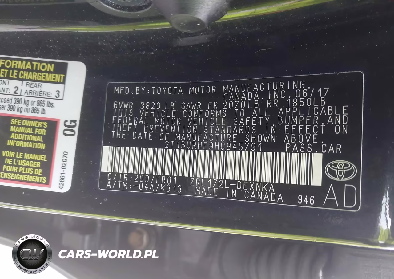 2017 Toyota Corolla Le VIN:2T1BURHE9HC945791 - 9