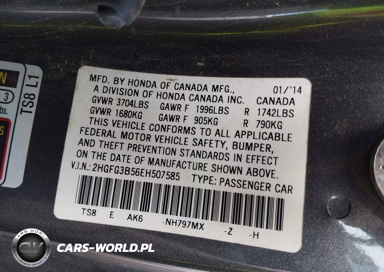 2014 Honda Civic Lx VIN:2HGFG3B56EH507585 - 9