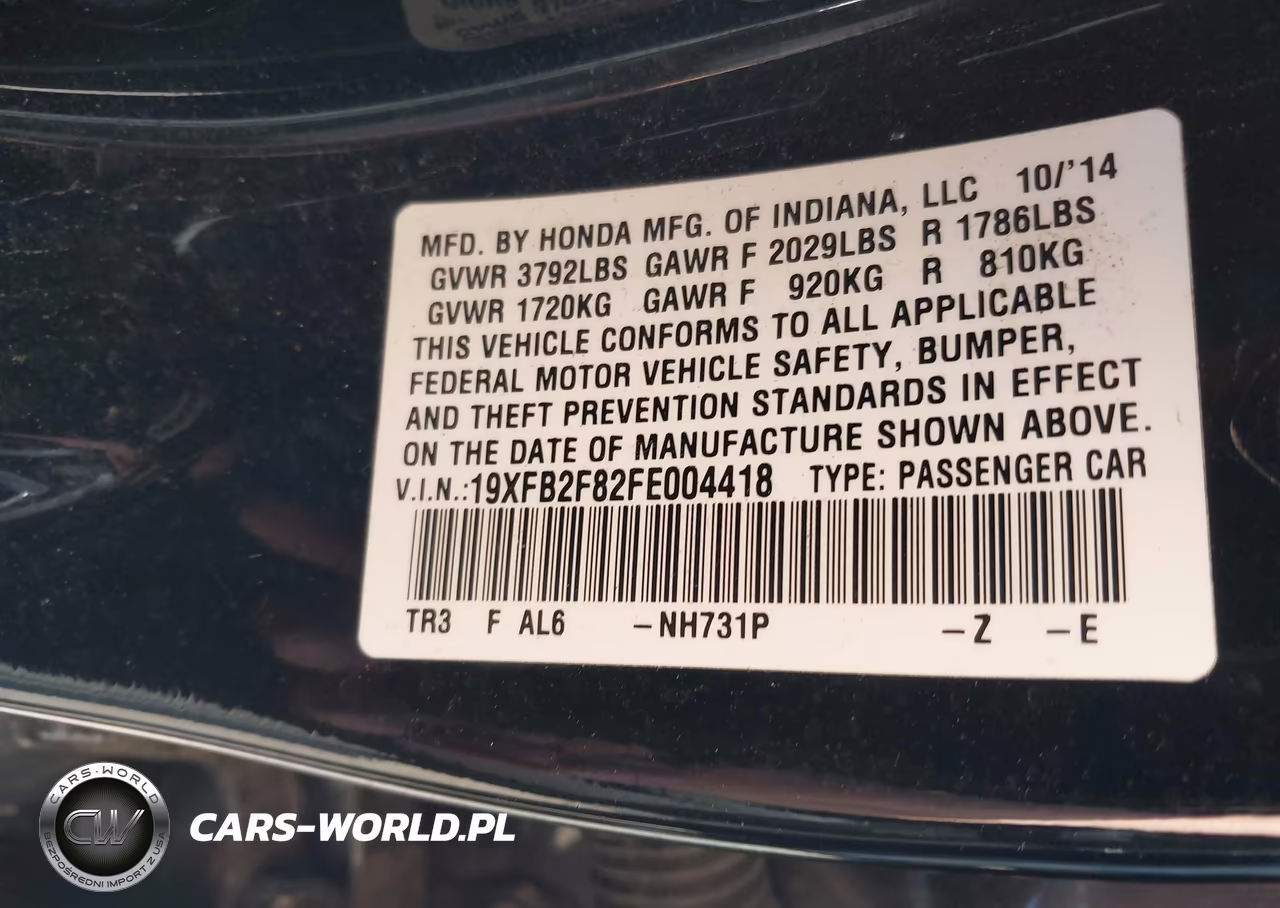 2015 Honda Civic Ex VIN:19XFB2F82FE004418 - 9