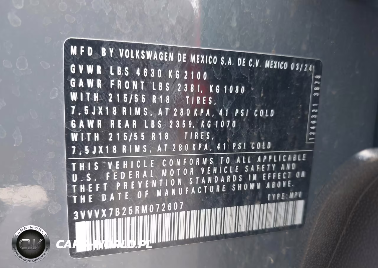 2024 Volkswagen Taos 1.5T Se VIN:3VVVX7B25RM072607 - 9