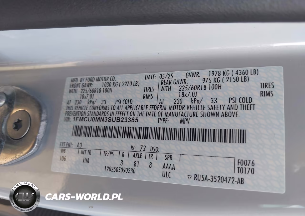 2025 Ford Escape St-Line VIN:1FMCU0MN3SUB23385 - 9