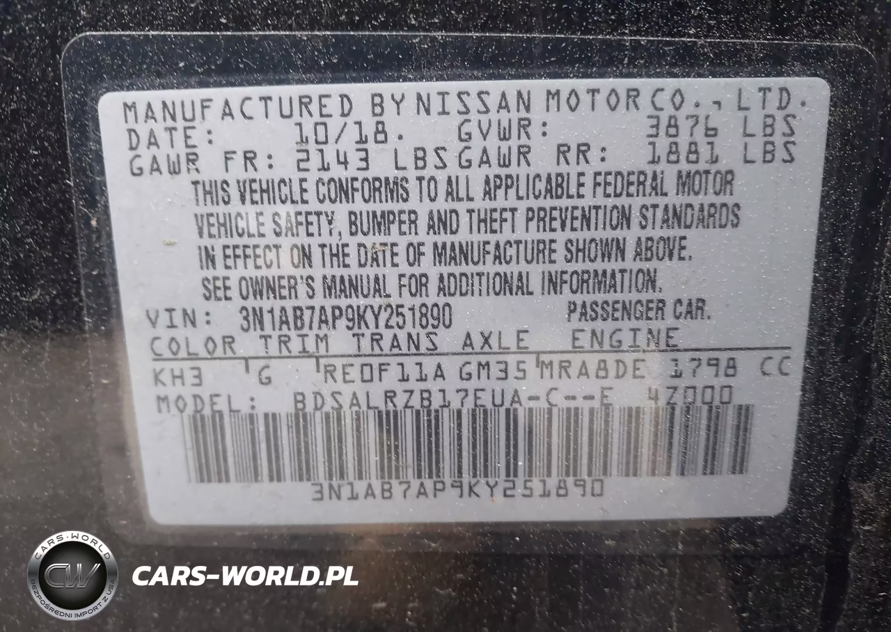 2019 Nissan Sentra Sr VIN:3N1AB7AP9KY251890 - 9