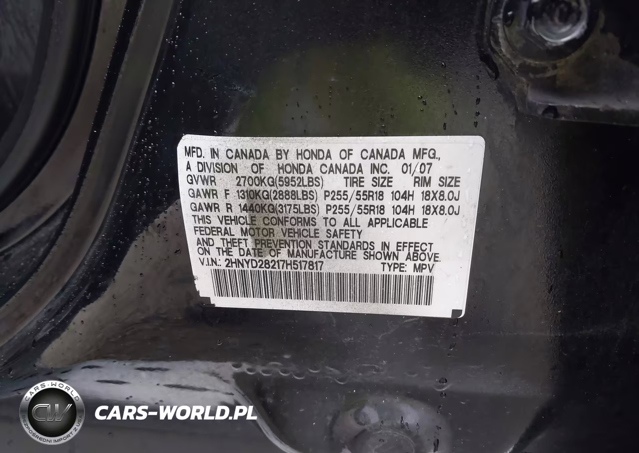 2007 Acura Mdx VIN:2HNYD28217H517817 - 9