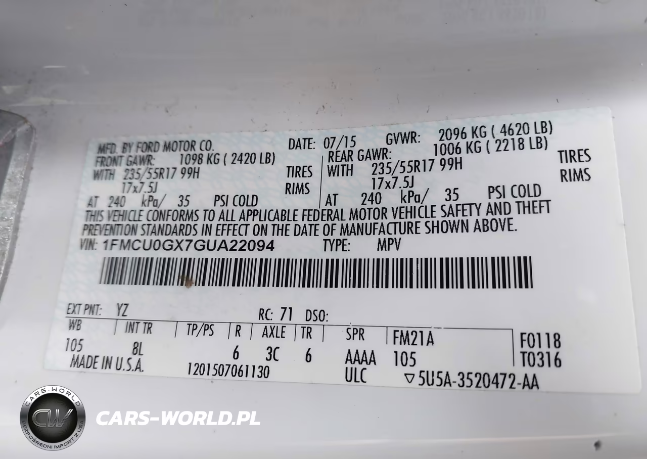 2016 Ford Escape Se VIN:1FMCU0GX7GUA22094 - 9