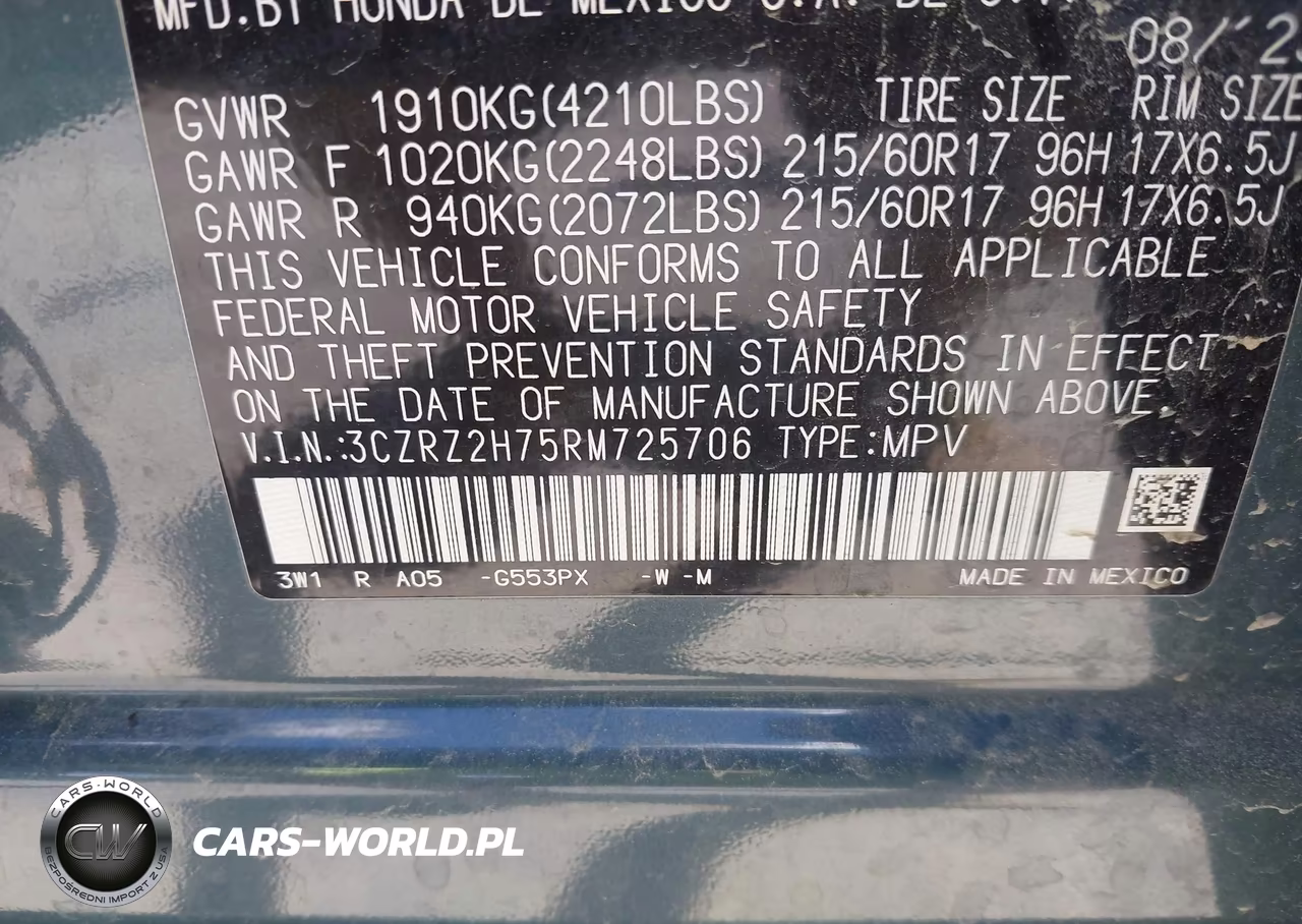 2024 Honda Hr-V Awd Ex-L-Awd Ex-L W-O Bsi VIN:3CZRZ2H75RM725706 - 9