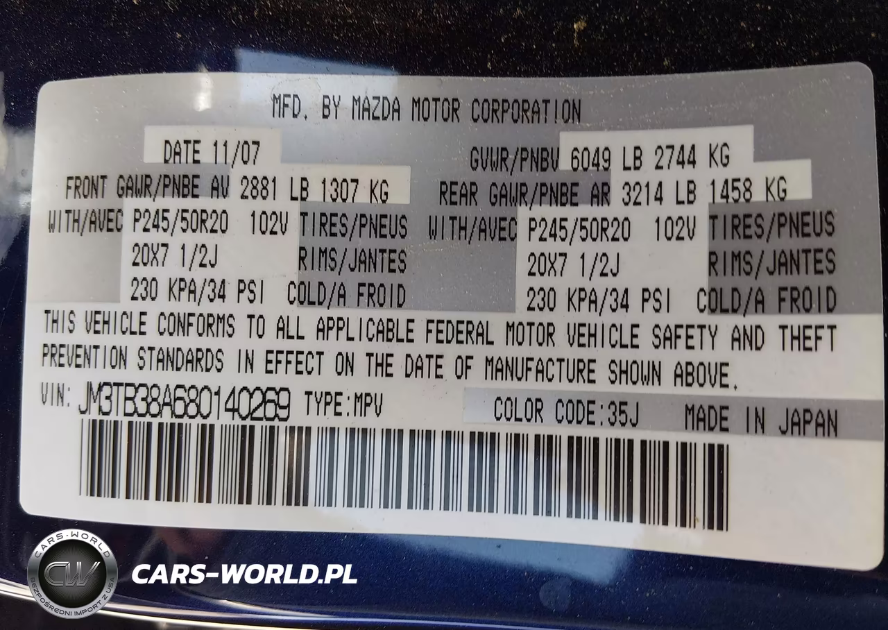 2008 Mazda Cx-9 Grand Touring VIN:JM3TB38A680140269 - 9