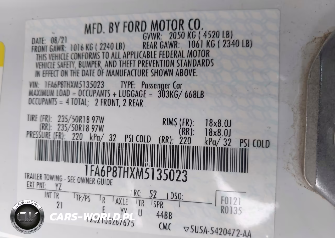 2021 Ford Mustang Ecoboost Fastback VIN:1FA6P8THXM5135023 - 9
