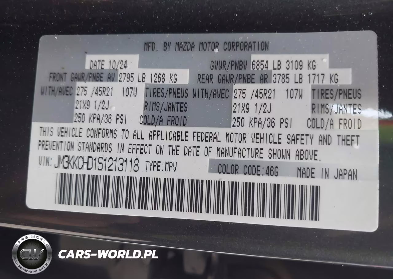 2025 Mazda Cx-90 3.3 Turbo Premium Sport VIN:JM3KKCHD1S1213118 - 9