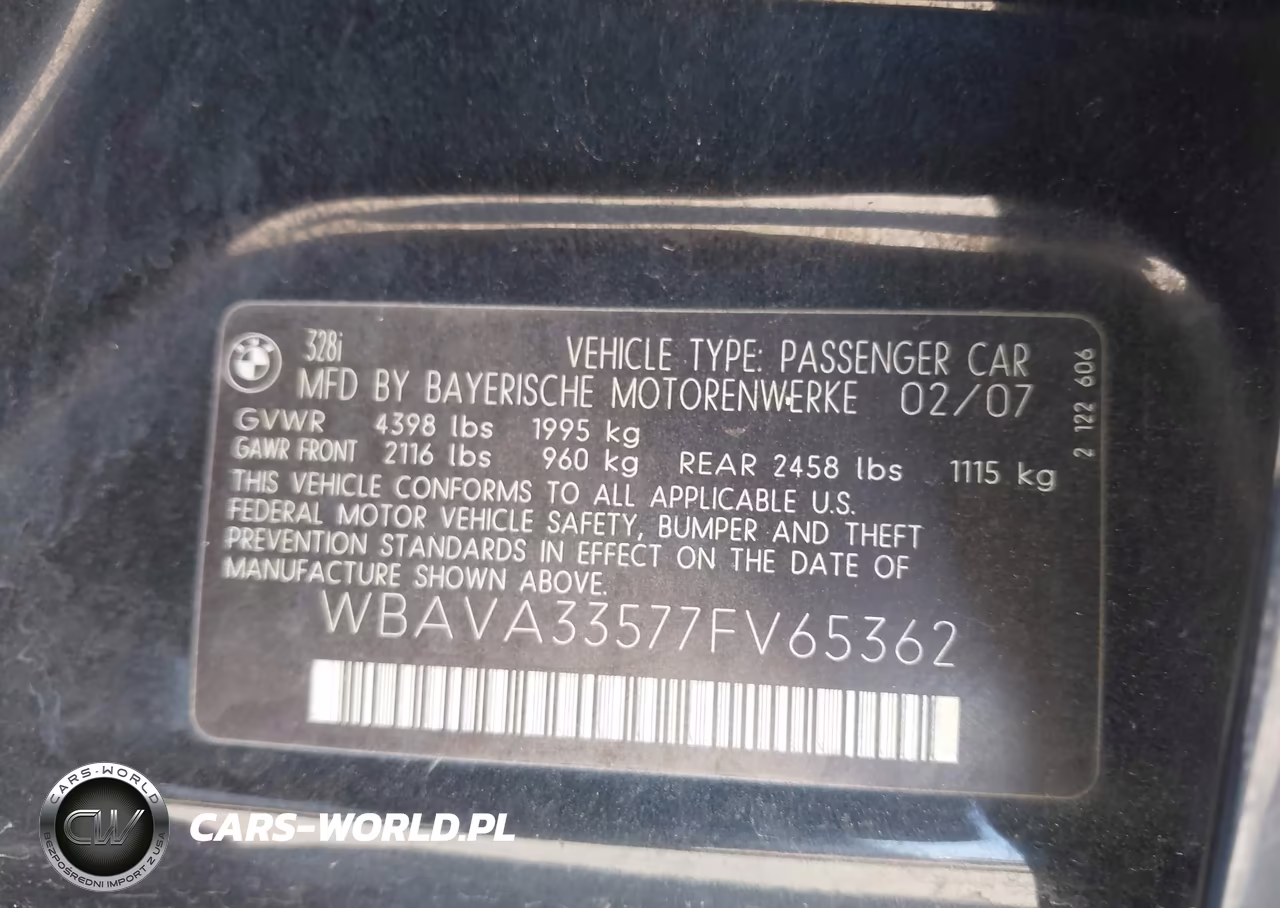 2007 BMW 328I VIN:WBAVA33577FV65362 - 9
