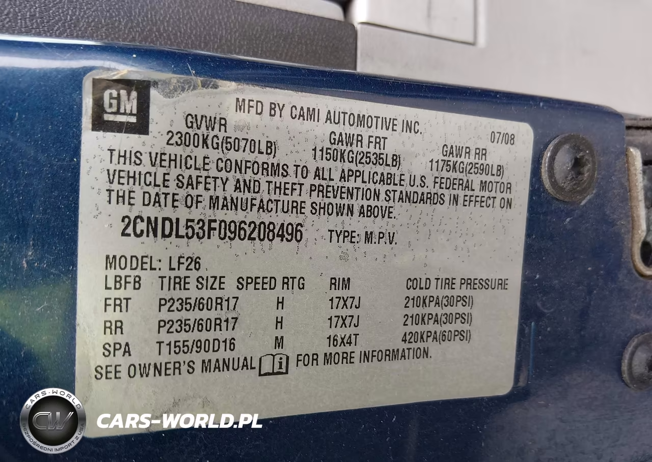 2009 Chevrolet Equinox Lt VIN:2CNDL53F096208496 - 9