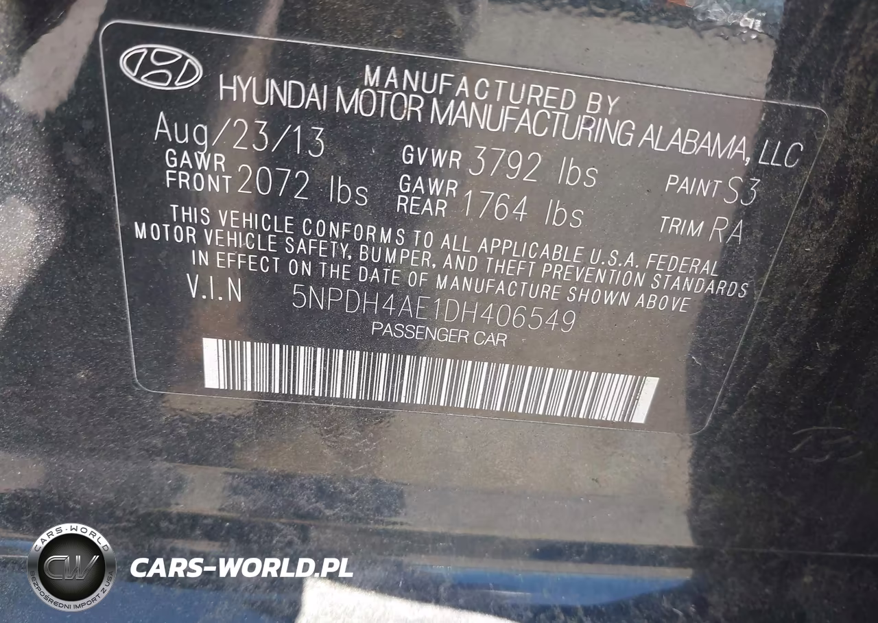 2013 Hyundai Elantra Gls VIN:5NPDH4AE1DH406549 - 9
